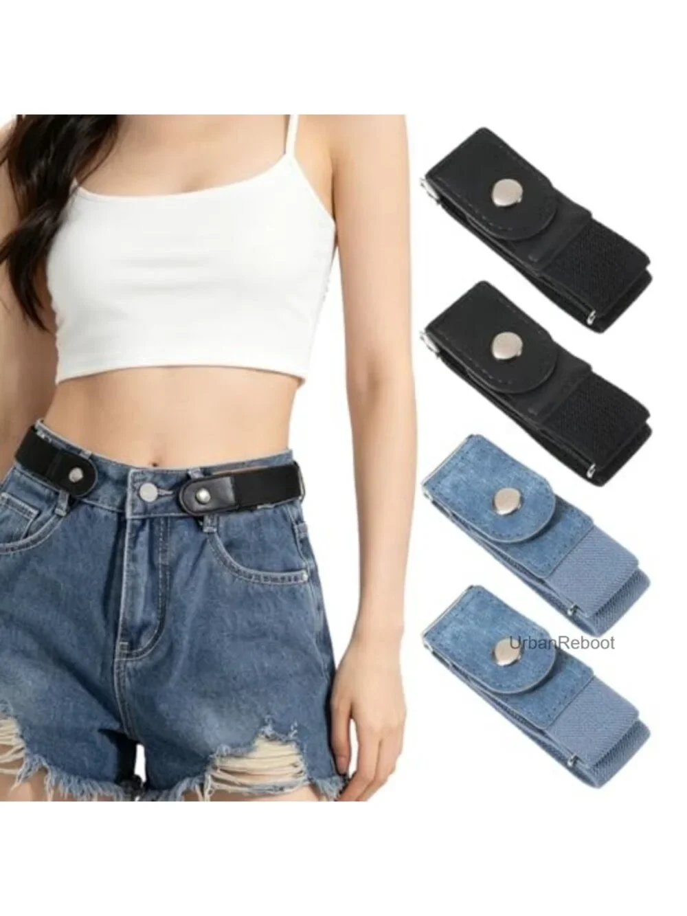 No Buckle Elastic Stretch Adjustable Belt for Pants Jeans Side Belt Unisex 4